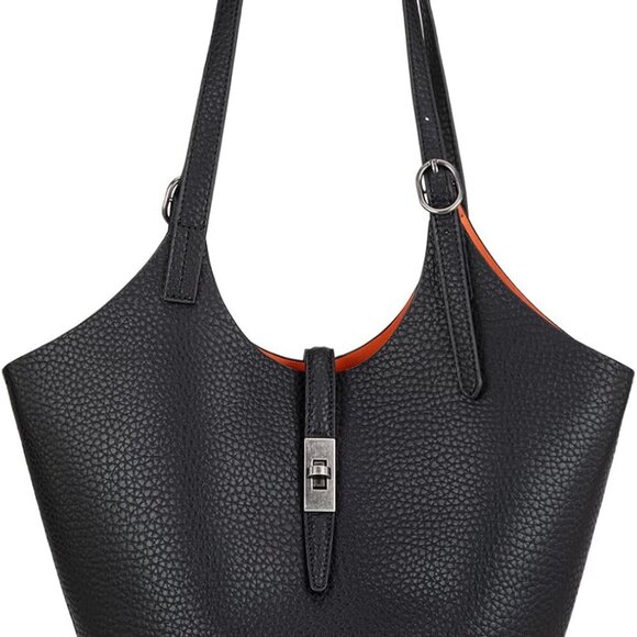 Hobo Bag PU Leather Women Shoulder Purse with Detachable Makeup Pouch - Picture 7 of 7